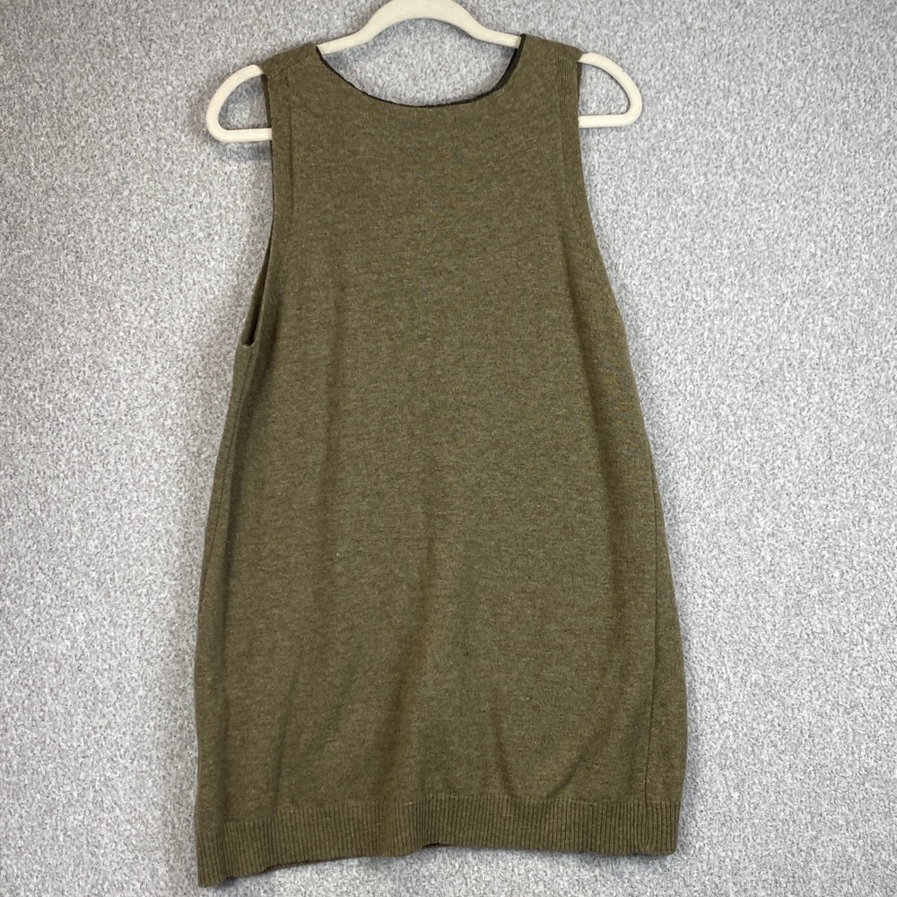 Lagenlook sweater tunic shift dress layering piece brown S fur accent - Picture 8 of 9